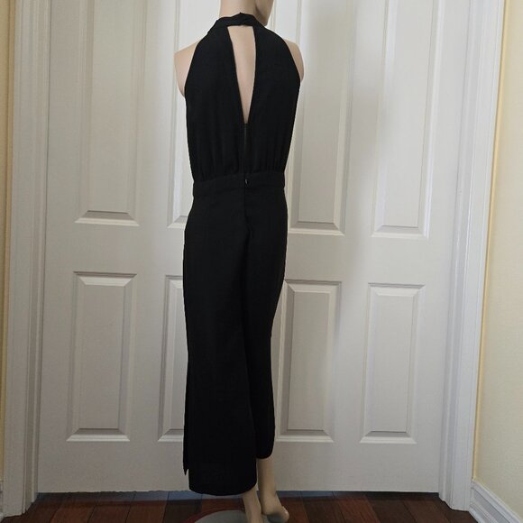 Zara Tie Neck Sleeveless Jumpsuit SZ S Black - Picture 5 of 13